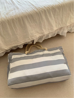 2024 Waterproof Shopping Bag for Women Universal Blue Striped Design Customized Color
