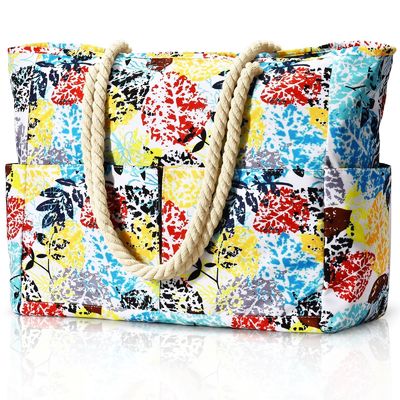 2024 Waterproof Shopping Bag for Women Universal Blue Striped Design Customized Color