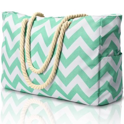 2024 Waterproof Shopping Bag for Women Universal Blue Striped Design Customized Color
