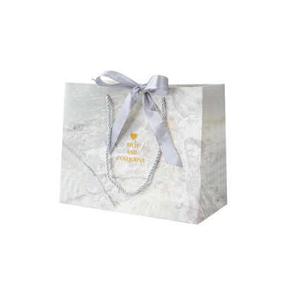 Customized Color Cardboard Shopping Paper Bags With Ribbon Handle For Clothing Shoes