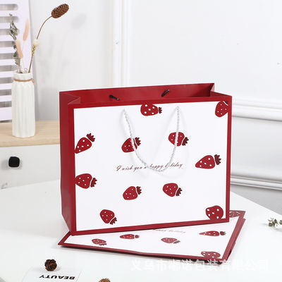 Custom Printed Shopping Bag Cardboard Luxury White Kraft Paper Gift Bag With Ribbon Handle