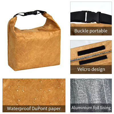 Insulated Food Thermal Aluminum Foil Dupont Tyvek Kraft Paper Lunch Cooler Bag With Handle in Custom Print