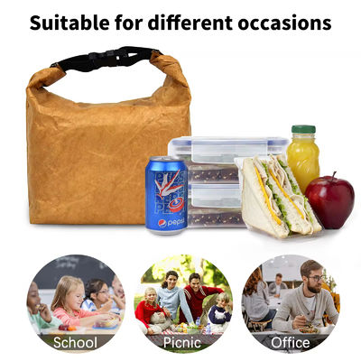 Insulated Food Thermal Aluminum Foil Dupont Tyvek Kraft Paper Lunch Cooler Bag With Handle in Custom Print