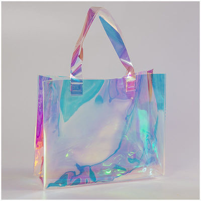 Letter Pattern Pvc Tote Bag Waterproof Transparent and Customizable Design