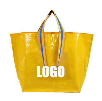 Custom Logos Medium Size Reusable Waterproof Pp Woven Laminated Shopping Tote Bags