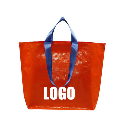 Custom Logos Medium Size Reusable Waterproof Pp Woven Laminated Shopping Tote Bags