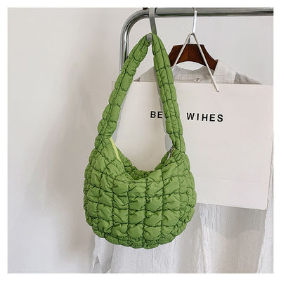 Customized Color Winter Cotton Padded Quilted Sling Down Tote Bag for Women in Winter