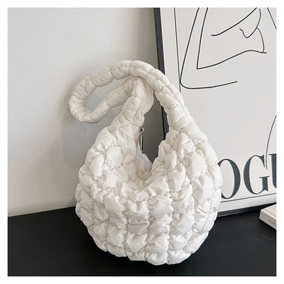 Customized Color Winter Cotton Padded Quilted Sling Down Tote Bag for Women in Winter