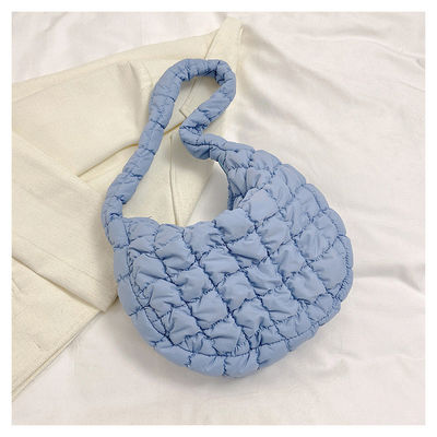 Customized Color Winter Cotton Padded Quilted Sling Down Tote Bag for Women in Winter