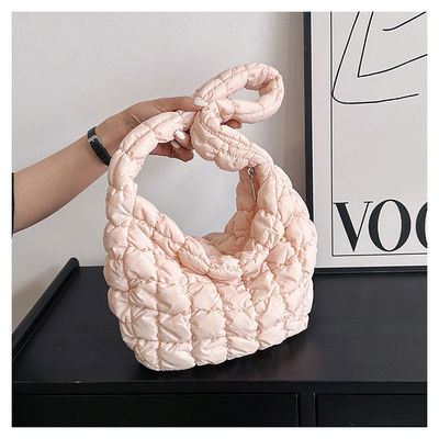 Customized Color Winter Cotton Padded Quilted Sling Down Tote Bag for Women in Winter