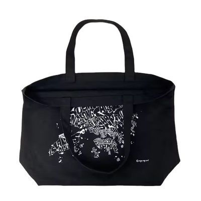 12 Oz Black Canvas Tote Bag for Luxury Shopping Organic Cotton Material