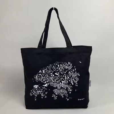 12 Oz Black Canvas Tote Bag for Luxury Shopping Organic Cotton Material