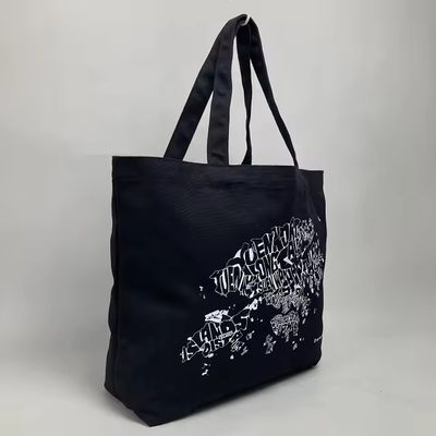 12 Oz Black Canvas Tote Bag for Luxury Shopping Organic Cotton Material