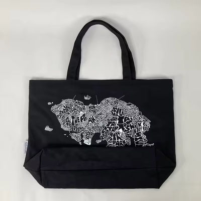 12 Oz Black Canvas Tote Bag for Luxury Shopping Organic Cotton Material