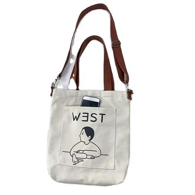 Soft-loop Style Custom Printed Eco Friendly Recycled Large Canvas Grocery Shopping Strap Tote Bag