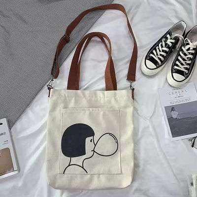 Soft-loop Style Custom Printed Eco Friendly Recycled Large Canvas Grocery Shopping Strap Tote Bag