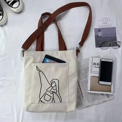 Soft-loop Style Custom Printed Eco Friendly Recycled Large Canvas Grocery Shopping Strap Tote Bag