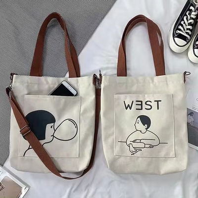 Soft-loop Style Custom Printed Eco Friendly Recycled Large Canvas Grocery Shopping Strap Tote Bag