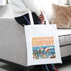 Custom Logo Printed Natural Semi White Cotton Canvas Drawstring Tote Bag for Shopping