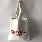 Custom Logo Printed Natural Semi White Cotton Canvas Drawstring Tote Bag for Shopping