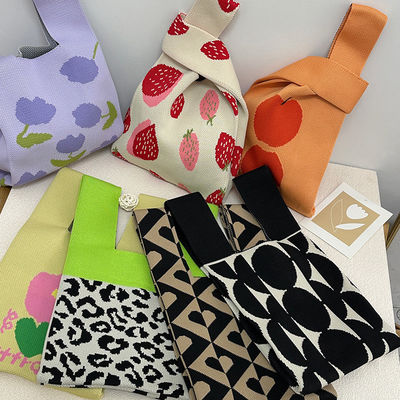 Fashion Luxury Flower Pattern Mini Purse Women Handbag Shopping Cute Knitted Tote Bag