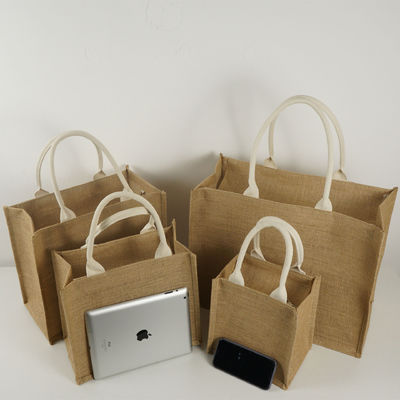 Jute Tote Bag for Wedding Natural Burlap Linen Canvas Shopping Bag