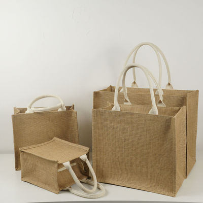 Jute Tote Bag for Wedding Natural Burlap Linen Canvas Shopping Bag