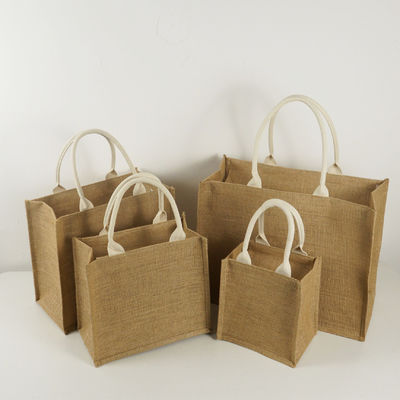 Jute Tote Bag for Wedding Natural Burlap Linen Canvas Shopping Bag