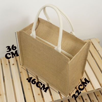 Jute Tote Bag for Wedding Natural Burlap Linen Canvas Shopping Bag