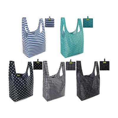 Medium Size Ripstop Reusable Foldable Folding Tote Shopping Bag Customizable Design