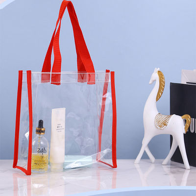 Plastic Tote Shopping Bag Shoulder Pvc Beach Hand Bag With Logo Zipper For Merchandise