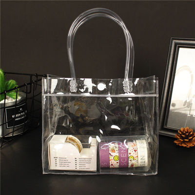 Plastic Tote Shopping Bag Shoulder Pvc Beach Hand Bag With Logo Zipper For Merchandise