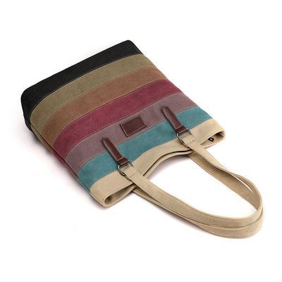 Vintage Stripe Colour Block Tote Bag for Custom Shopping and Travelling Requirements