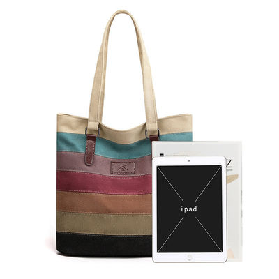 Vintage Stripe Colour Block Tote Bag for Custom Shopping and Travelling Requirements