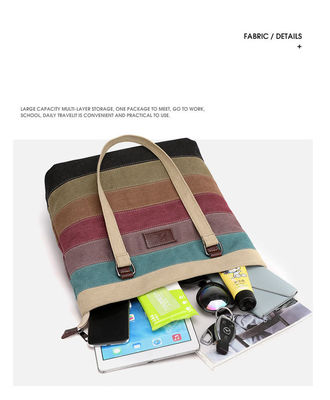 Vintage Stripe Colour Block Tote Bag for Custom Shopping and Travelling Requirements