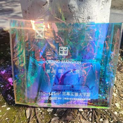 Clear Shopping Transparent Jelly Laser Iridescent Pvc Tote Bag With Printed Custom Logo