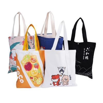 Newest Fashionable Print Pattern Custom Handmade Blank Cotton Canvas Tote Bag with Logo