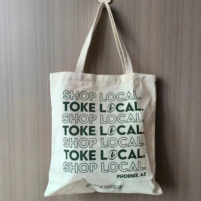 Custom Printed Logo Women's Canvas Cotton Tote Bags with Soft-loop Style and Medium Size