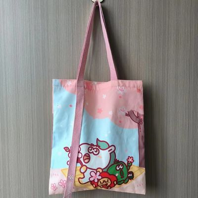 Custom Printed Logo Women's Canvas Cotton Tote Bags with Soft-loop Style and Medium Size