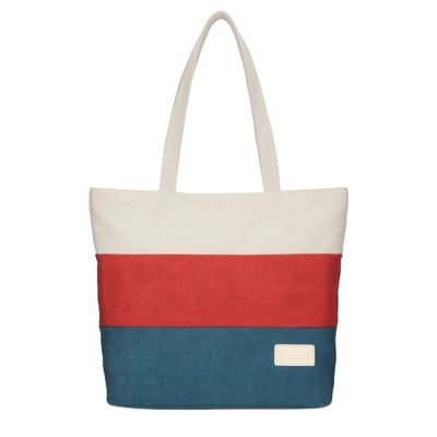 Shopping Beach Boat Bottom Shape Top Handle Handbag Striped Tote Bags Eco Friendly Cotton Canvas