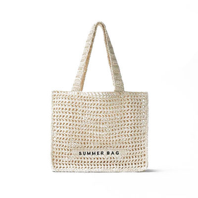 Custom Embroidery Logo Cotton Crochet Summer Lady Beach Bag for Daily Life Adventures