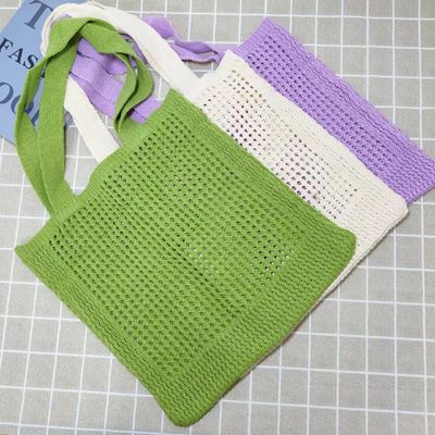 Custom Embroidery Logo Cotton Crochet Summer Lady Beach Bag for Daily Life Adventures