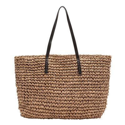 Customized Color Women's Shoulder Mesh Large Handbag Straw Beach Tote Bag for Daily Life