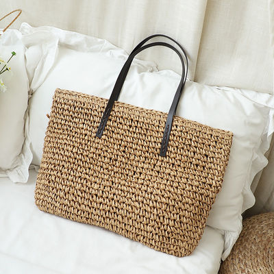 Customized Color Women's Shoulder Mesh Large Handbag Straw Beach Tote Bag for Daily Life