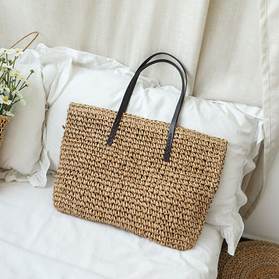 Customized Color Women's Shoulder Mesh Large Handbag Straw Beach Tote Bag for Daily Life