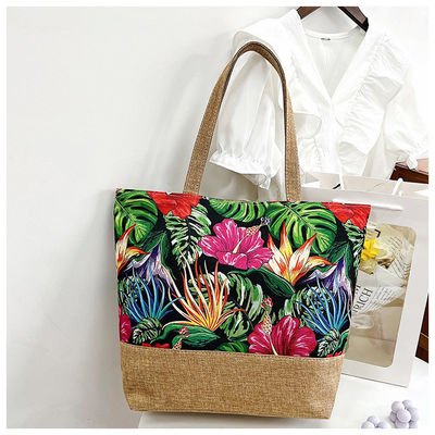 Soft-loop Style 2024 Fashion Printed Logo Personalized Beach Shopping Bag for Women