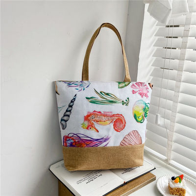Soft-loop Style 2024 Fashion Printed Logo Personalized Beach Shopping Bag for Women