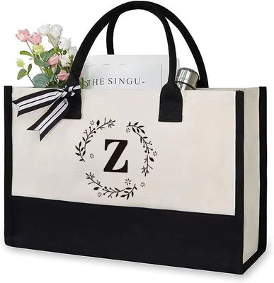 Shopping Bags Customized Color Large Tote Canvas Bag with Personalised Design Letter