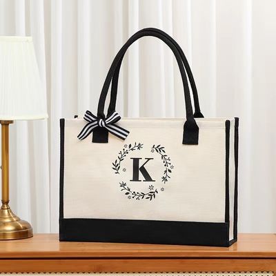 Shopping Bags Customized Color Large Tote Canvas Bag with Personalised Design Letter