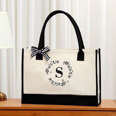 Shopping Bags Customized Color Large Tote Canvas Bag with Personalised Design Letter